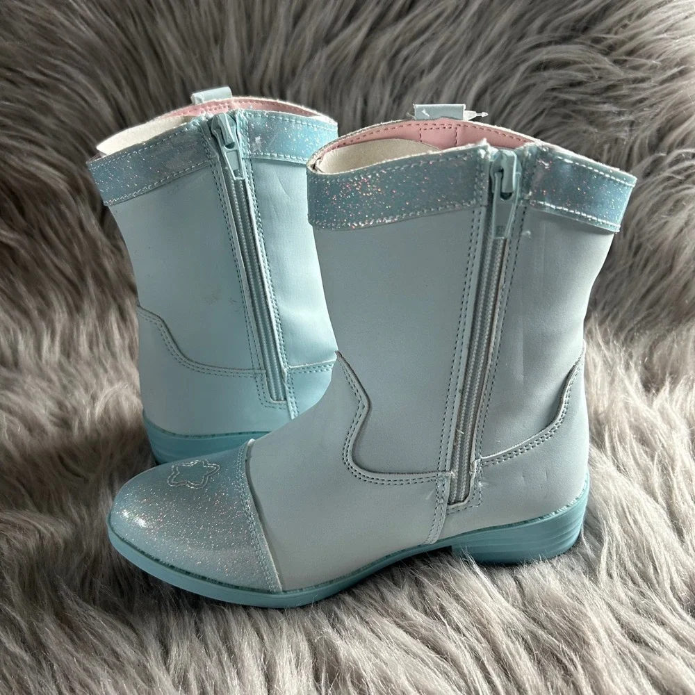Ground Up Bluey Cowgirl Girls Size‎ 12 Blue Light Up Shoes Side Zip Pull On